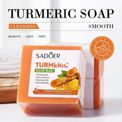 La barra natural herbaria del jabón de la cúrcuma para la oscuridad del lavado del cuerpo de la cara mancha axilas íntimas de las áreas