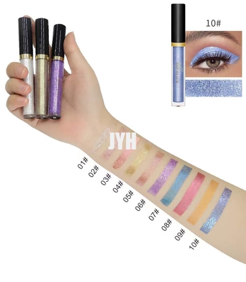 10 colores Diamond Glitter Eyeshadow Waterproof Long que dura la sombra de ojos metálica del reflejo
