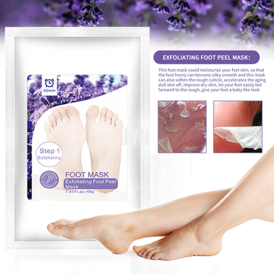 Máscara Exfoliating explosiva del pie de la lavanda del OEM fijada para los callos muertos 40ml de la piel