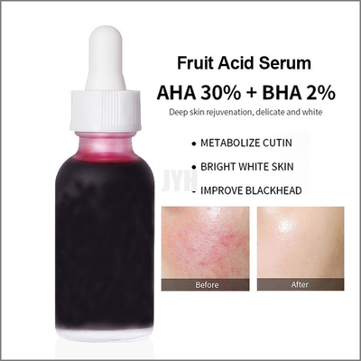MSDS OEM Productos para el cuidado de la piel Neutral AHA Fruit Acid Liquid Suaviza las cutículas Elimina el acné Blackheads Esencia facial