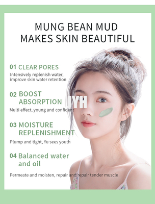 Acné anti de limpiamiento Clay Mask Face Mung Bean facial que purifica la máscara verde