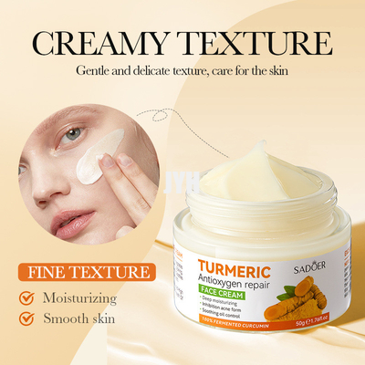 cuidado de piel poner crema facial de la cúrcuma 50G que blanquea la crema de cara del tratamiento del acné