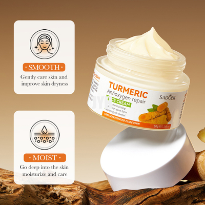 cuidado de piel poner crema facial de la cúrcuma 50G que blanquea la crema de cara del tratamiento del acné