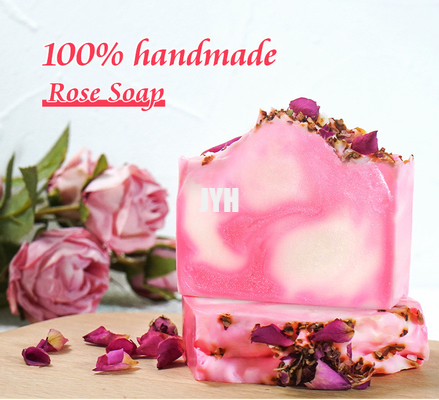 100G Aceite esencial de fragancia jabón para el rostro Rosa pétalo jabón de proceso en frío